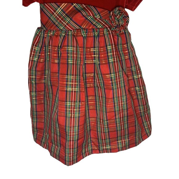 Brooke Lindsay Red Velour Top Plaid Christmas Dress Under Petticoat 4T - Picture 4 of 10